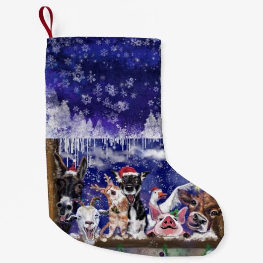 Petite Chaussette De Noël Joyeux animaux de ferme Noël Stocking (Devant)