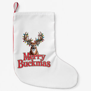 Petite Chaussette De Noël Joyeux Buckmas Fête de chasse à tête de cerf Noël