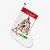 Petite Chaussette De Noël Joyeux Catmus personnalisé Funny Chat Noël (Devant (Accrochage))
