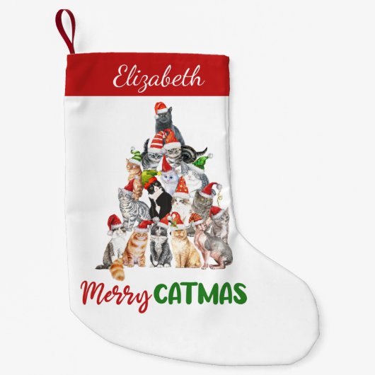 Petite Chaussette De Noël Joyeux Catmus personnalisé Funny Chat Noël (Devant)