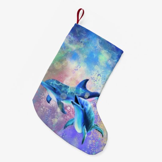 Petite Chaussette De Noël Joyeux couple dauphin Noël Stocker (Devant (Accrochage))