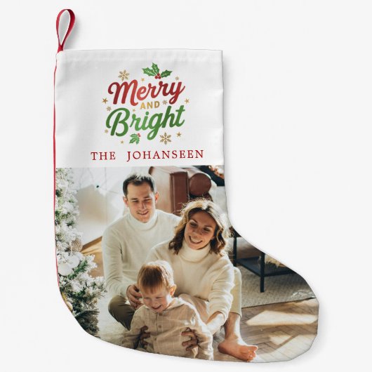 Petite Chaussette De Noël Joyeux et brillant Moderne Classique Chic Photo de (Devant)