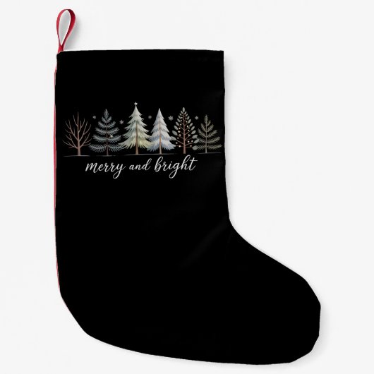 Petite Chaussette De Noël Joyeux et brillants arbres Noël Vacances hiver (Devant)