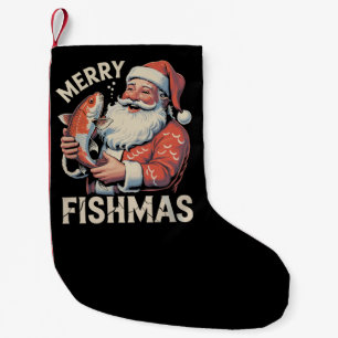 Petite Chaussette De Noël Joyeux Fishmas Noël drôle Santa Claus pêche 