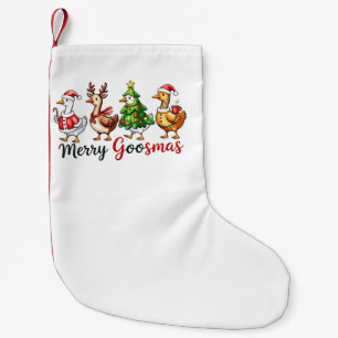 Petite Chaussette De Noël Joyeux Goosemas Canard de Noël portant un chapeau 