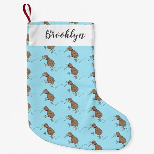 Petite Chaussette De Noël Joyeux kiwi de saut avec dessin de cravate arc (Devant)