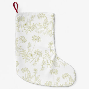 Petite Chaussette De Noël Joyeux Noël Aquarelle Floral Xmas Décor Or