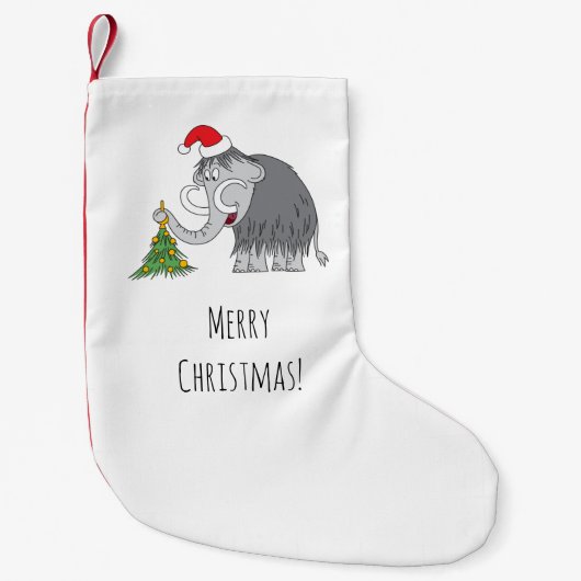 Petite Chaussette De Noël Joyeux Noël Arbre mignon Mammoth Santa Hat (Devant)