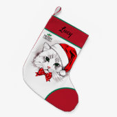 Petite Chaussette De Noël Joyeux Noël blanc de chat (Devant (Accrochage))