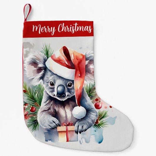 Petite Chaussette De Noël Joyeux Noël Casquette Festive Koala - (Devant)