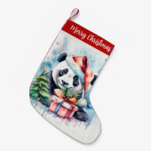 Petite Chaussette De Noël Joyeux Noël Casquette Festive Panda - (Devant (Accrochage))