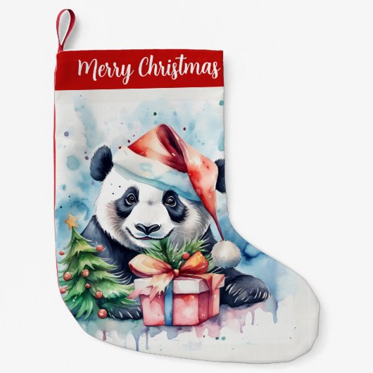 Petite Chaussette De Noël Joyeux Noël Casquette Festive Panda - (Devant)