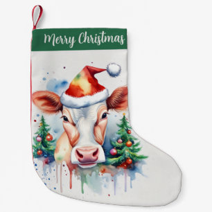 Petite Chaussette De Noël Joyeux Noël Casquette vache festive -