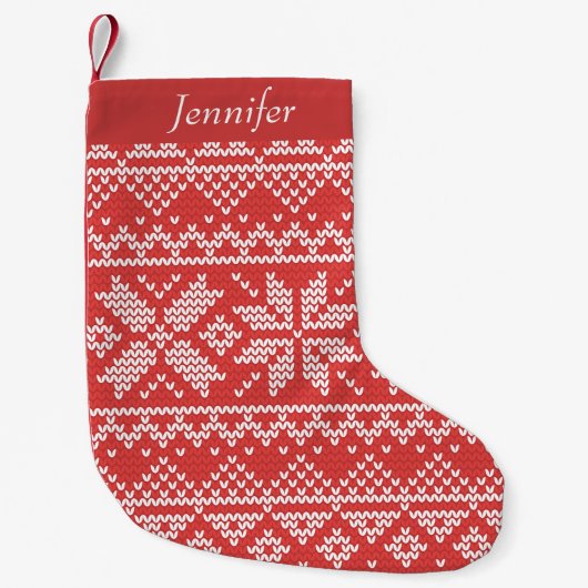 Petite Chaussette De Noël Joyeux Noël Fair Isle Red & White (Devant)