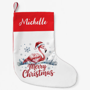 Petite Chaussette De Noël Joyeux Noël Flamant Rose Personnalisé