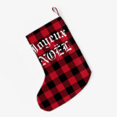 Petite Chaussette De Noël Joyeux Noel French Red Buffalo Check (Dos (Accrochage))