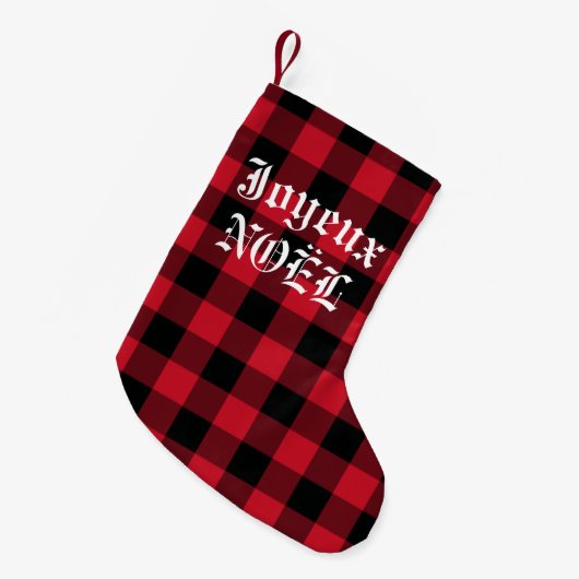 Petite Chaussette De Noël Joyeux Noel French Red Buffalo Check (Devant (Accrochage))