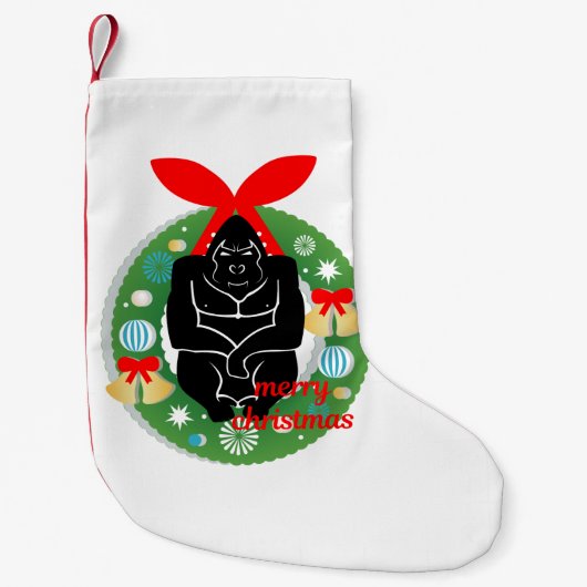 Petite Chaussette De Noël joyeux noël gorilla stockage (Devant)