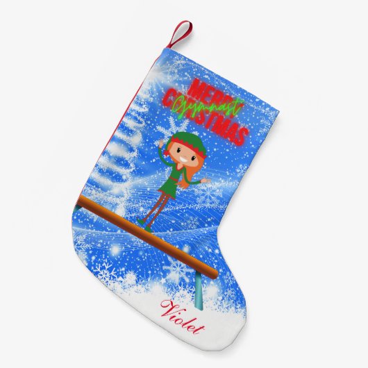 Petite Chaussette De Noël Joyeux Noël Gymnast Elf (Devant (Accrochage))