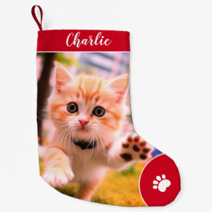 Petite Chaussette De Noël Joyeux Noël mignon Personnalisé Nom de l'animal, P