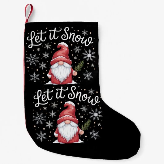 Petite Chaussette De Noël Joyeux Noël mignonne Gnome Laissez-le neiger hiver (Devant)