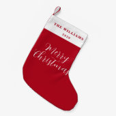 Petite Chaussette De Noël Joyeux Noël moderne rouge Script minimal (Devant (Accrochage))