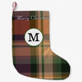 Petite Chaussette De Noël Joyeux Noël monogrammé élégant tartan initial (Devant)