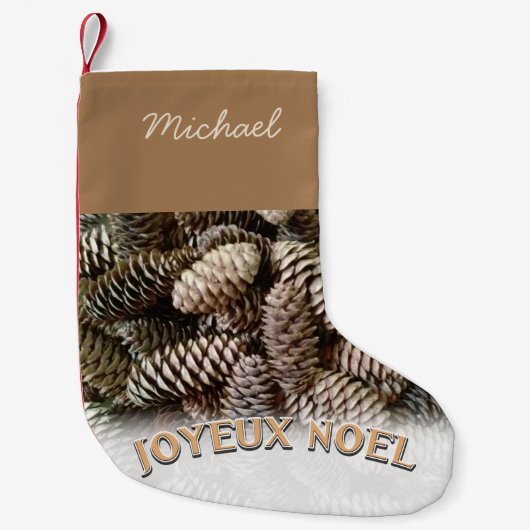 Petite Chaussette De Noël Joyeux Noel Noël Pine de Noël Nom du cône (Devant)