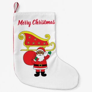 Petite Chaussette De Noël Joyeux Noël Père Noël Africain Américain