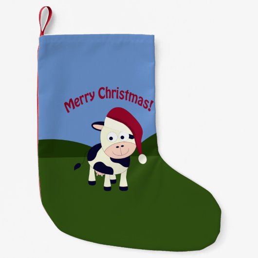 Petite Chaussette De Noël Joyeux Noël Père Noël Vache (Devant)