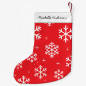 Petite Chaussette De Noël Joyeux Noël personnalisé Snowflakes Motif (Dos)
