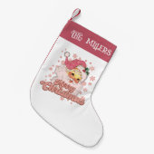 Petite Chaussette De Noël Joyeux Noël Retro Typographie Père Noël Pink Casqu (Devant (Accrochage))