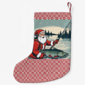 Petite Chaussette De Noël Joyeux Noël Santa Claus Pêche Poissons (Dos)