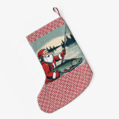 Petite Chaussette De Noël Joyeux Noël Santa Claus Pêche Poissons (Dos (Accrochage))