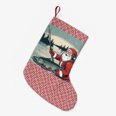 Petite Chaussette De Noël Joyeux Noël Santa Claus Pêche Poissons (Devant (Accrochage))
