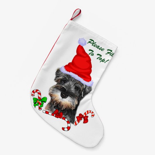Petite Chaussette De Noël Joyeux Noël Schnauzer Miniature (Devant (Accrochage))