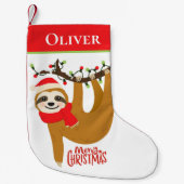 Petite Chaussette De Noël Joyeux Noël Sloth | Vacances personnalisées (Devant)