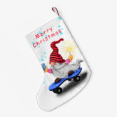 Petite Chaussette De Noël Joyeux Noël Stocker Skater Gnome avec cadeaux (Dos (Accrochage))