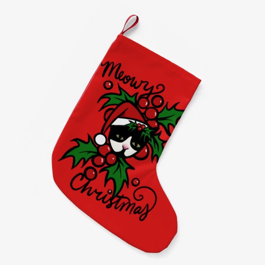 Petite Chaussette De Noël Joyeux Noël Tuxedo Chat (Devant (Accrochage))