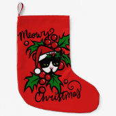 Petite Chaussette De Noël Joyeux Noël Tuxedo Chat (Devant)
