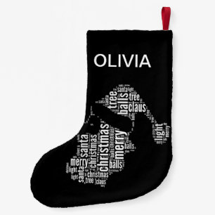 Petite Chaussette De Noël Joyeux Noël Typographie noir et blanc Père Noël