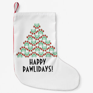 Petite Chaussette De Noël Joyeux pawlidays, empreinte de patte formant arbre