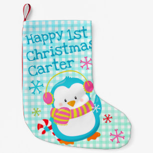 Petite Chaussette De Noël Joyeux Pingouin moderne bébé 1er Noël