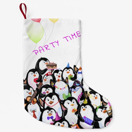 Petite Chaussette De Noël Joyeux pingouins Noël Stocker (Devant)