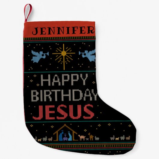 Petite Chaussette De Noël Joyeux pull de Noël Joyeux Joyeux Anniversaire Jés (Devant)
