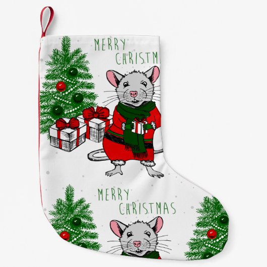 Petite Chaussette De Noël joyeux rat de noël (Devant)