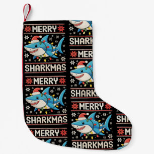 Petite Chaussette De Noël Joyeux Requinmas Requin Noël Lumières de Noël Laid