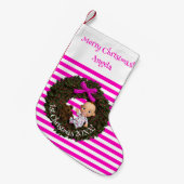 Petite Chaussette De Noël Joyeux vacances Keepsaké Bébé fille 1er (Devant (Accrochage))
