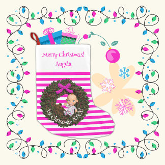 Petite Chaussette De Noël Joyeux vacances Keepsaké Bébé fille 1er