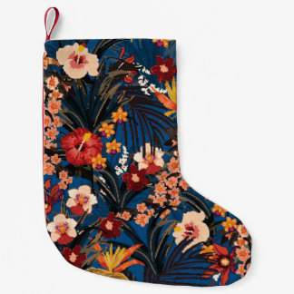 Petite Chaussette De Noël Jungle Chic : Bleu foncé Exotique.